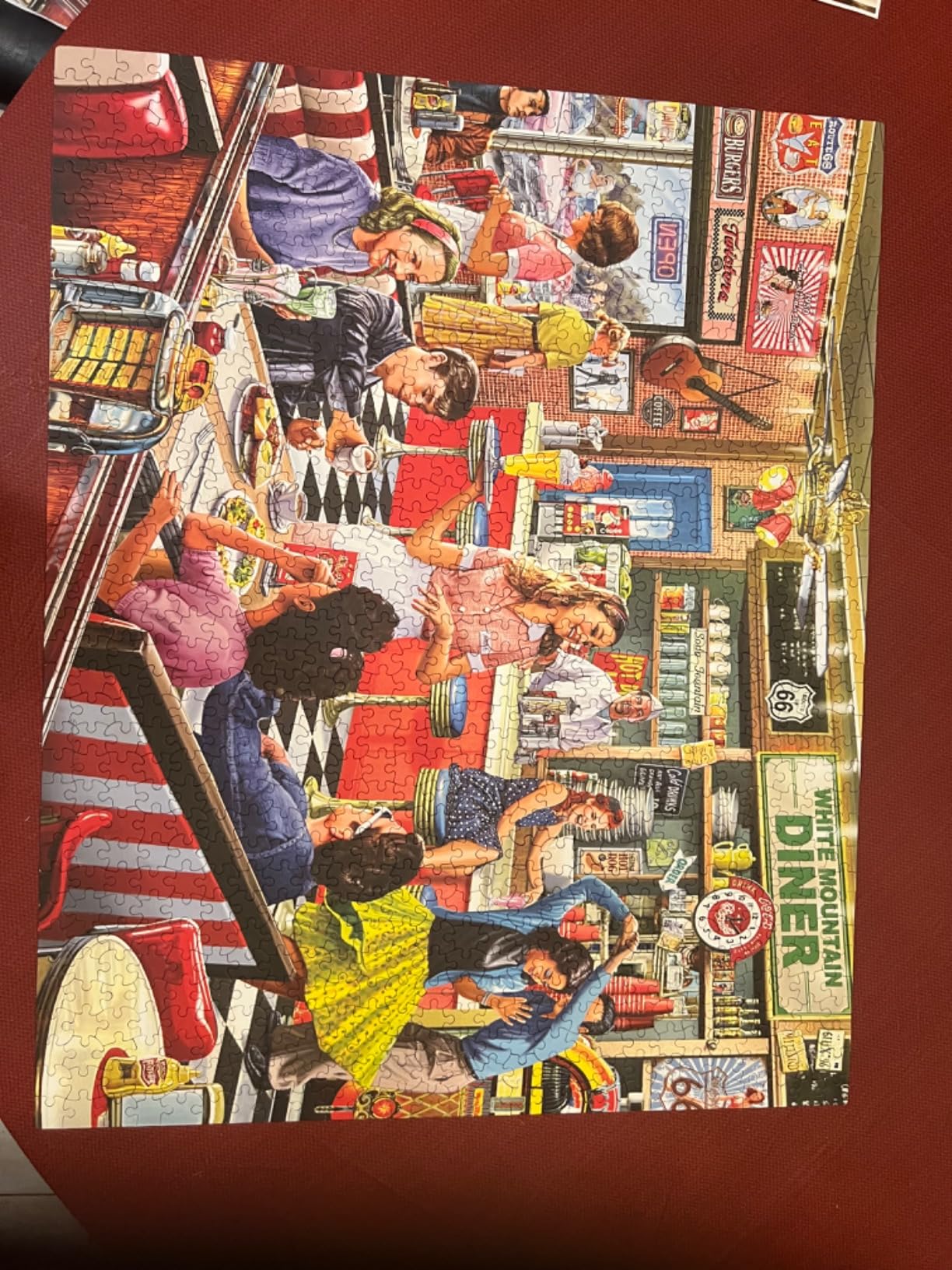 White Mountain 1000 Piece Jigsaw Puzzle 1950s Retro Cafe, American Diner | Large Pieces, Gift for Adults and Family, 24