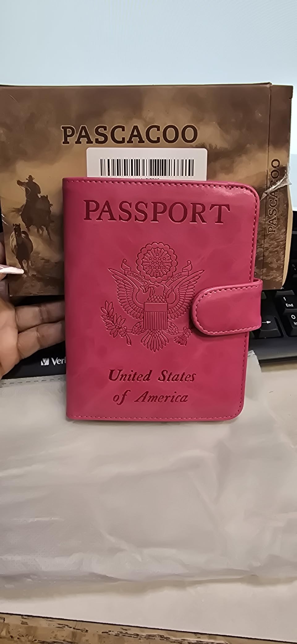 Passport Holder Cover Wallet RFID Blocking Leather Card Case Travel Accessories for Women Men (Pink) customer photo 1