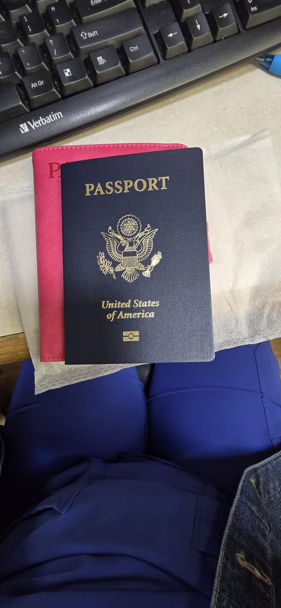 Passport Holder Cover Wallet RFID Blocking Leather Card Case Travel Accessories for Women Men (Pink) customer photo 2