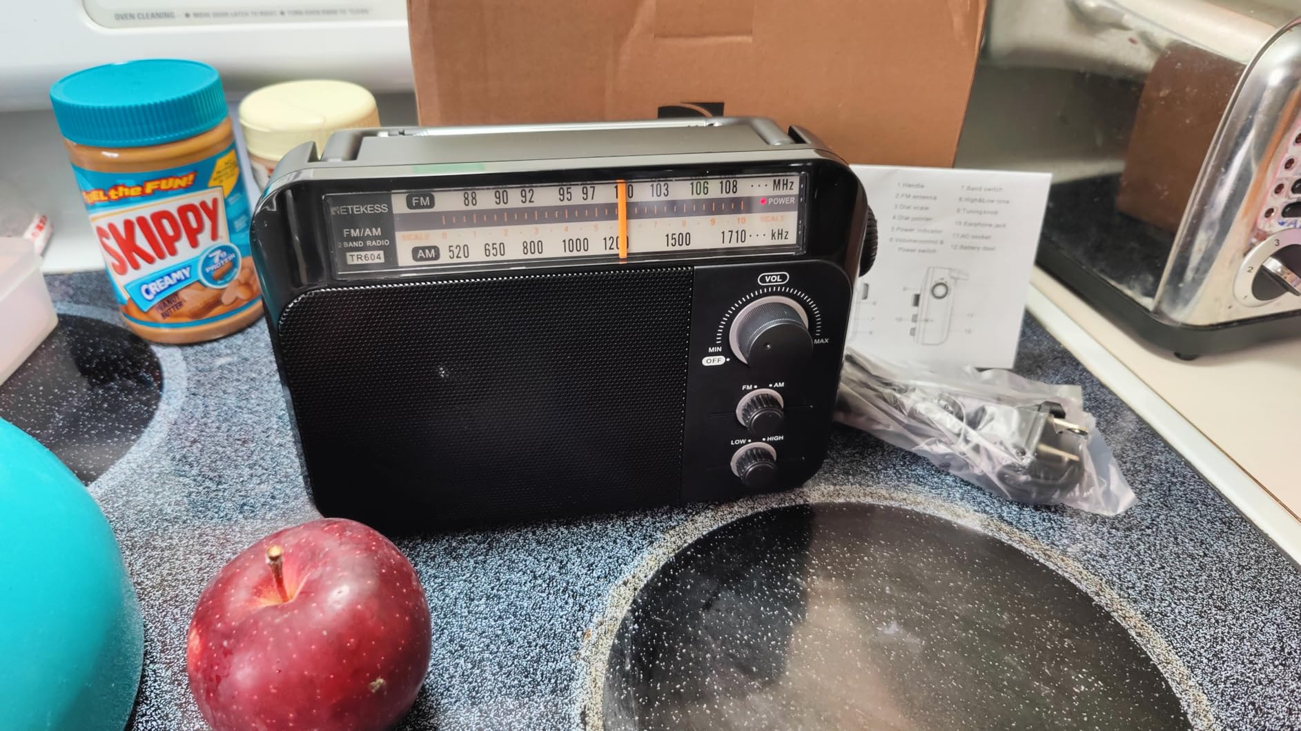 Retekess TR604 AM FM Radio, Portable Radio Plug in Wall, D Battery Operated, Large Dial, High/Low Tone Mode, Big Speaker, Earphone Jack, for Home, Picnic, Senior customer photo 1