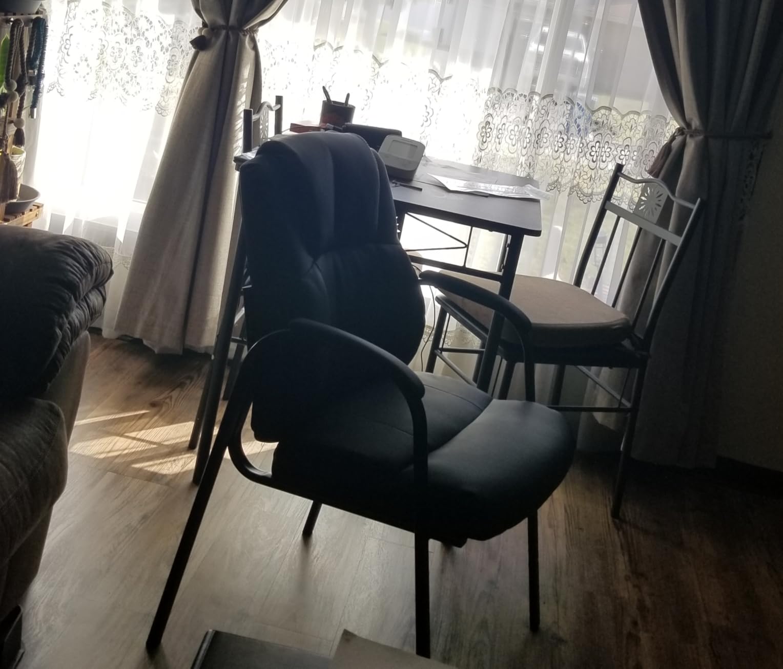 CLATINA Leather Guest Chair with Padded Arm Rest for Reception Meeting Conference and Waiting Room Side Office Home Black customer photo 1