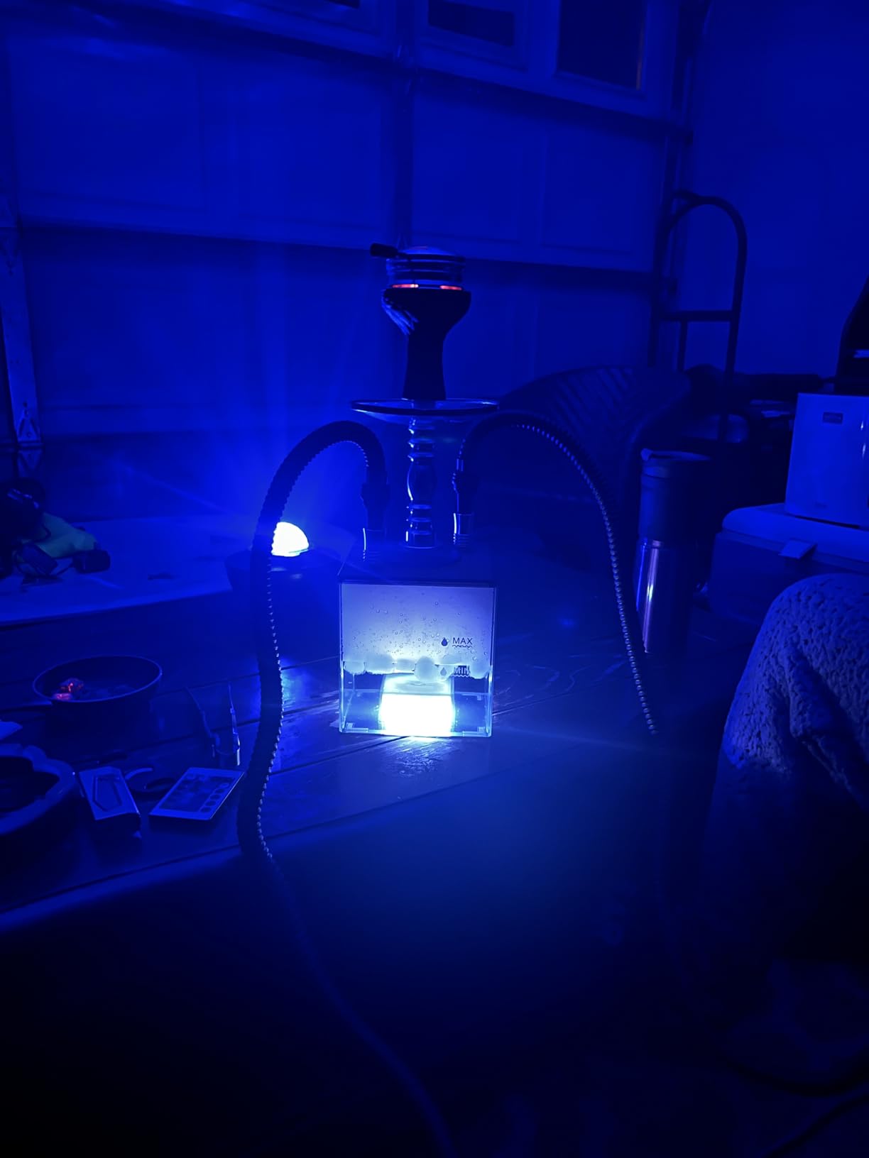 Hookah Set with Everything - Kitosun Updated Cube Modern Shisha include Vulcan HMD Silicone Phunnel Bowl Silk Pipe Coal Tongs Remote LED Light for Great Smoking | Easy Cleaning Easy Inhale 2 Hoses customer photo 1