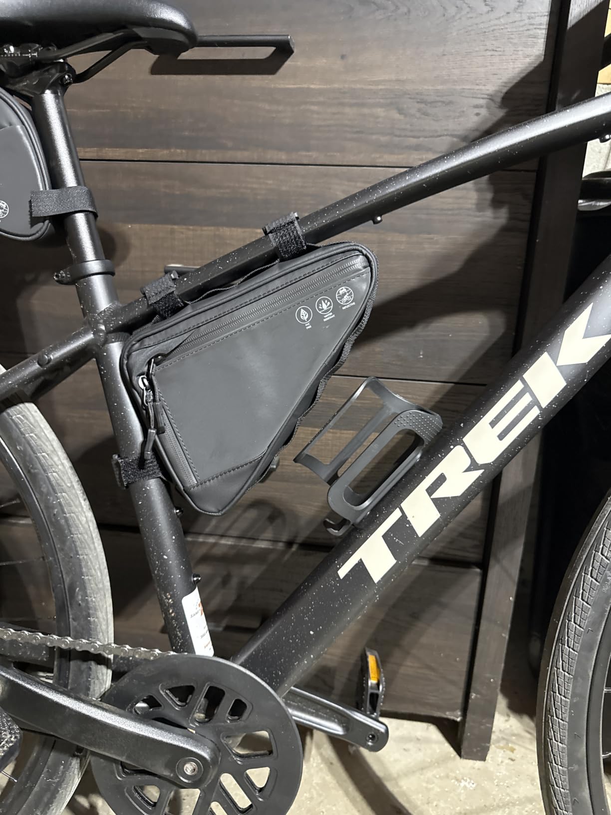 WOTOW Bike Frame Storage Bag, Water Resistant Reflective Bicycle Triangle Bag with Two Side Pockets, Strap-On Under Seat Tool Accessories Pouch for Mountain Road Bike Trip (2L) customer photo 1