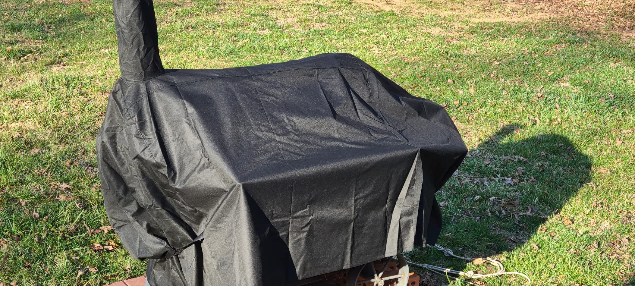 NEXCOVER Offset Smoker Cover - 60 Inch Waterproof Charcoal Grill Cover, Outdoor Heavy Duty BBQ Cover, Rip Resistant Smokestack Barbecue Cover for Brinkmann Char-Broil Weber Nexgrill, Black customer photo 2