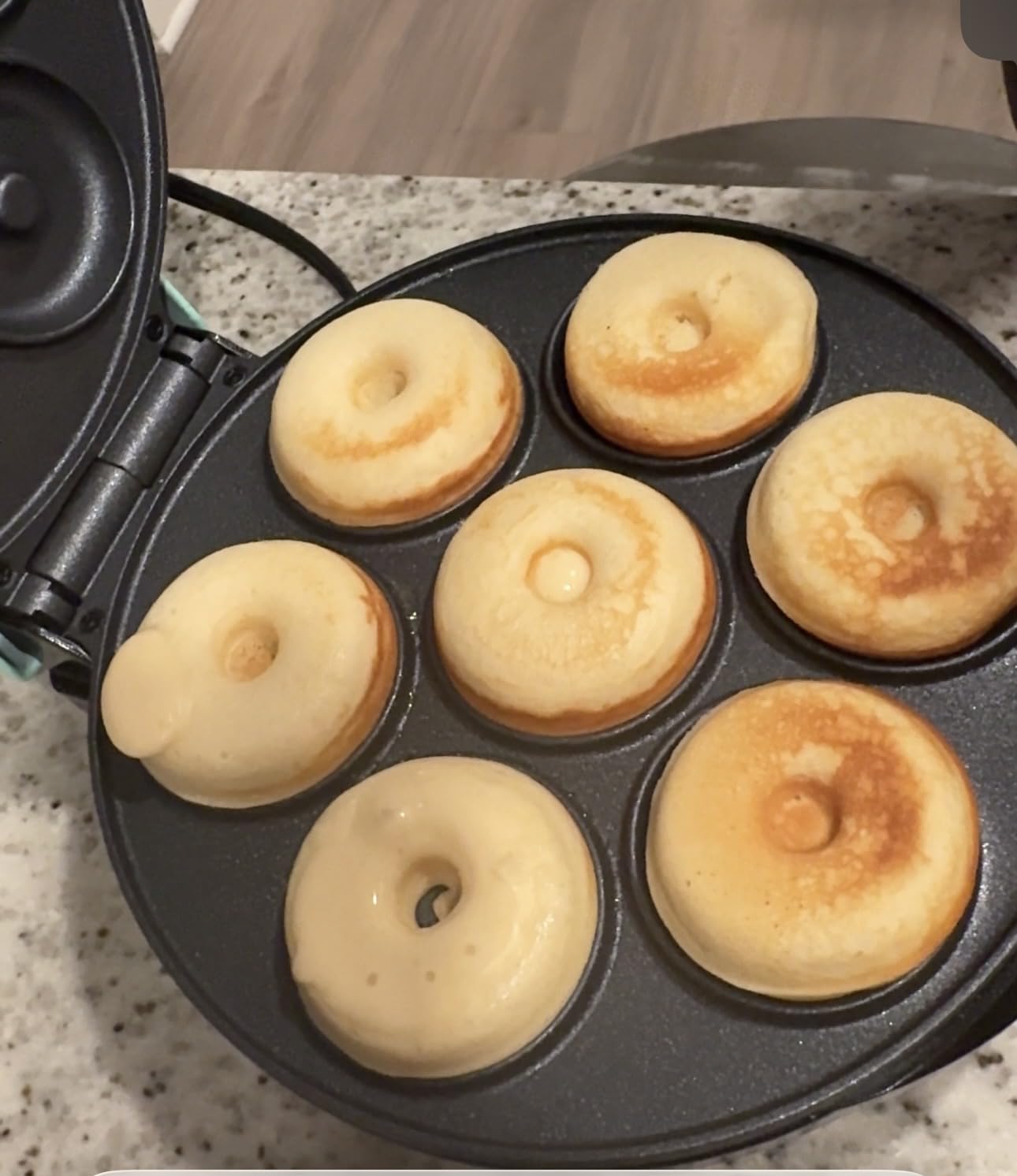 Dash Express Mini Donut Maker - Homemade Dessert Maker - Features Double-Sided, Non-Stick Surface & Space-Saving Design - Makes 7 - Aqua customer photo 1