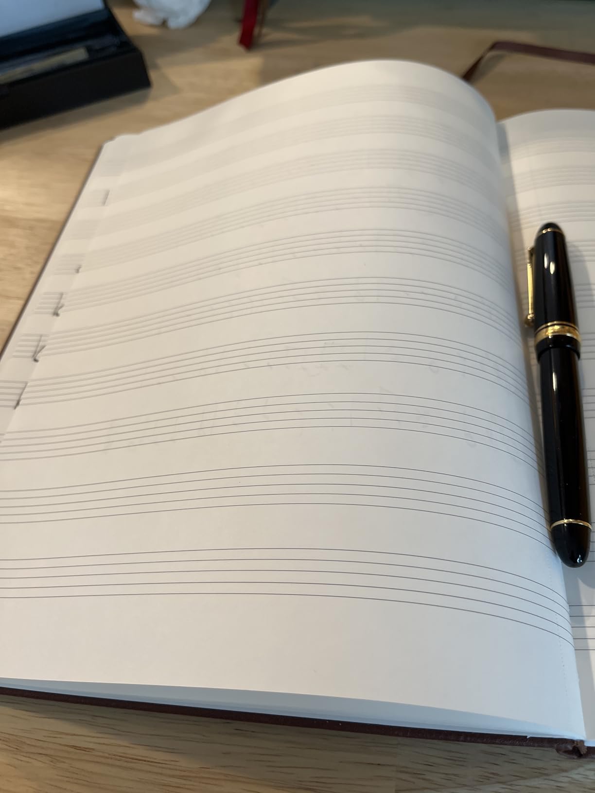 BEECHMORE BOOKS Music Manuscript Paper Notebook - A4 Blank Sheet Music Composition Book for Songwriters & Musicians, 120gsm Thick Staff Paper, 10 Staves, Hardcover Vegan Leather, Perforated Pages customer photo 1