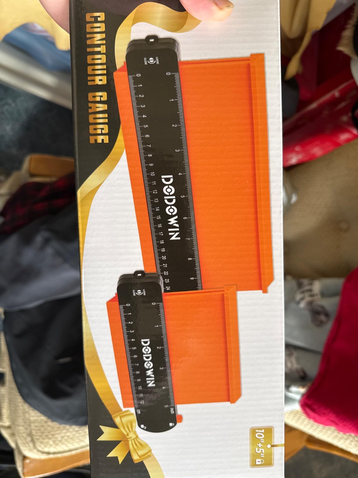 DODOWIN 10+5 Inch Contour Gauge with Lock, Dual Size Profile Duplicator Tool for Flooring, Tile, Woodworking & Irregular Shapes, Shape Outline Gauge, Father's Day Gifts for Dad Men Husband customer photo 1