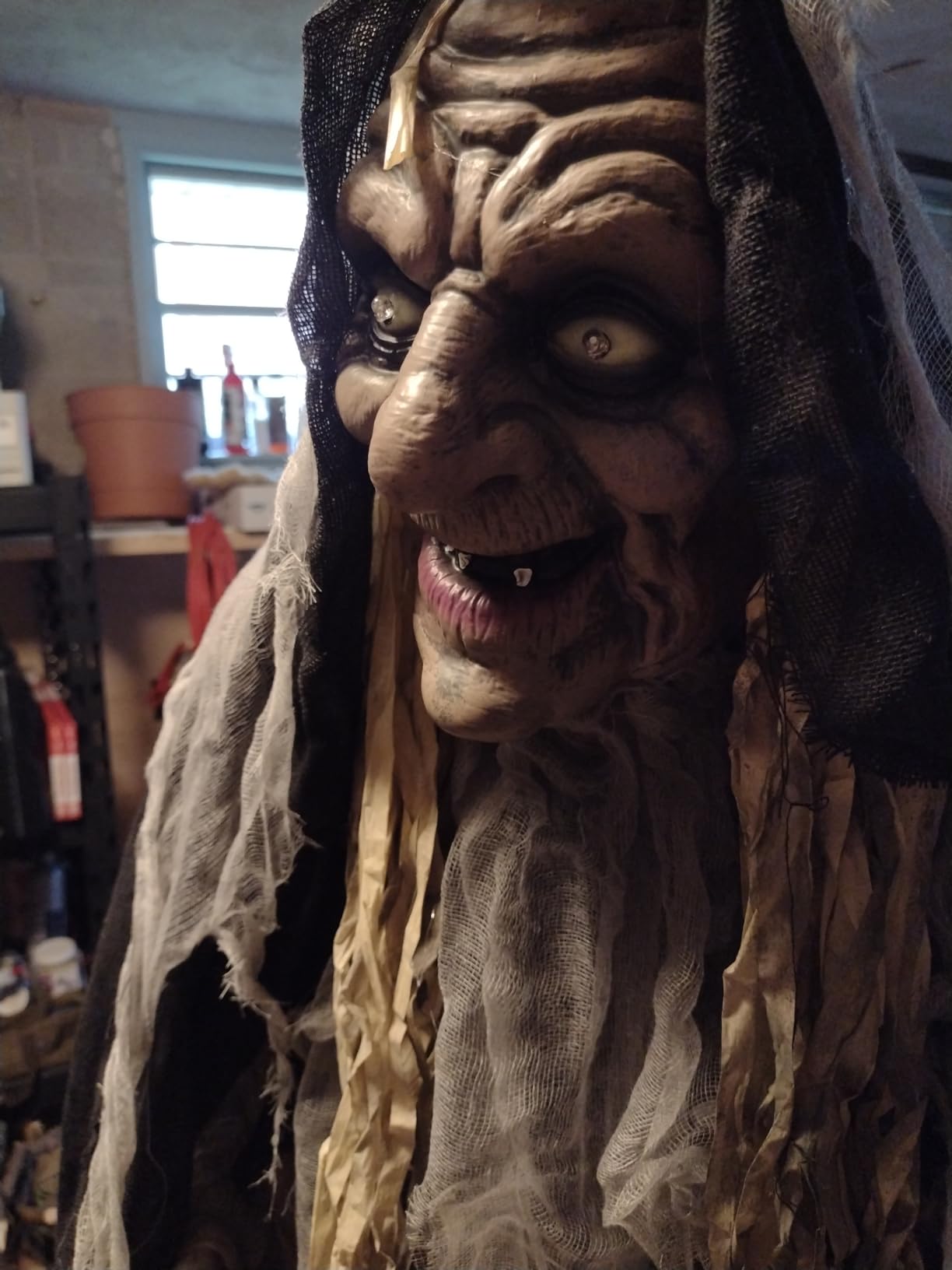 Haunted Hill Farm Life-Size Scary Poseable Talking Witch, Halloween Animatronic with Touch Activated Lights and Sound, Battery Operated Indoor or Covered Outdoor Halloween Decorations, Halloween Prop customer photo 2