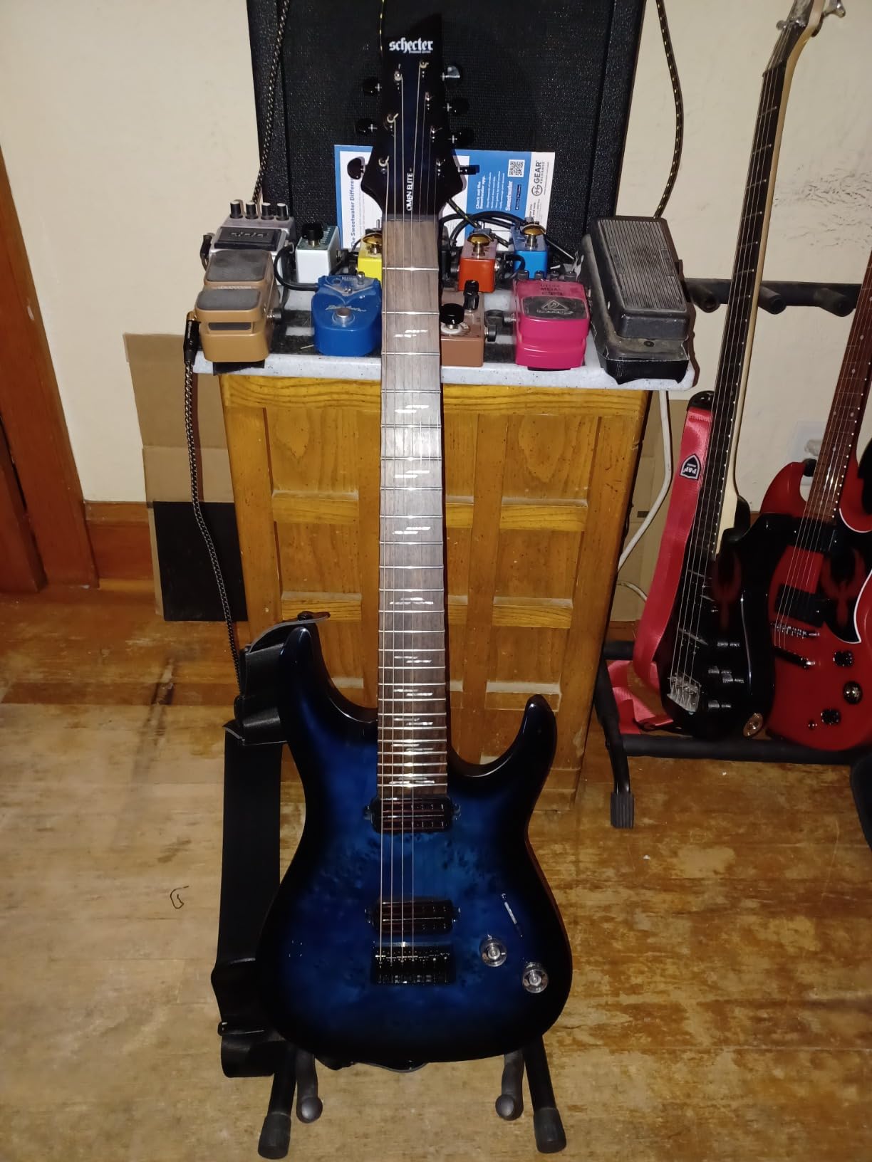 Schecter Omen Elite-7 Electric Guitar - See Thru Blue Burst customer photo 1