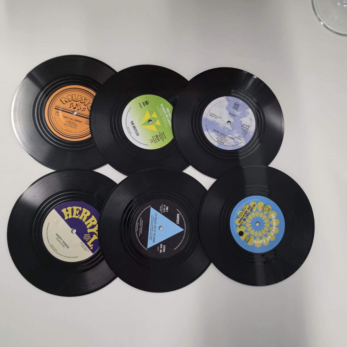 Funny Retro Record Coasters for Drinks with Vinyl Player Holder - Set of 6 Coaster White Elephant Gifts for Music Lovers customer photo 1