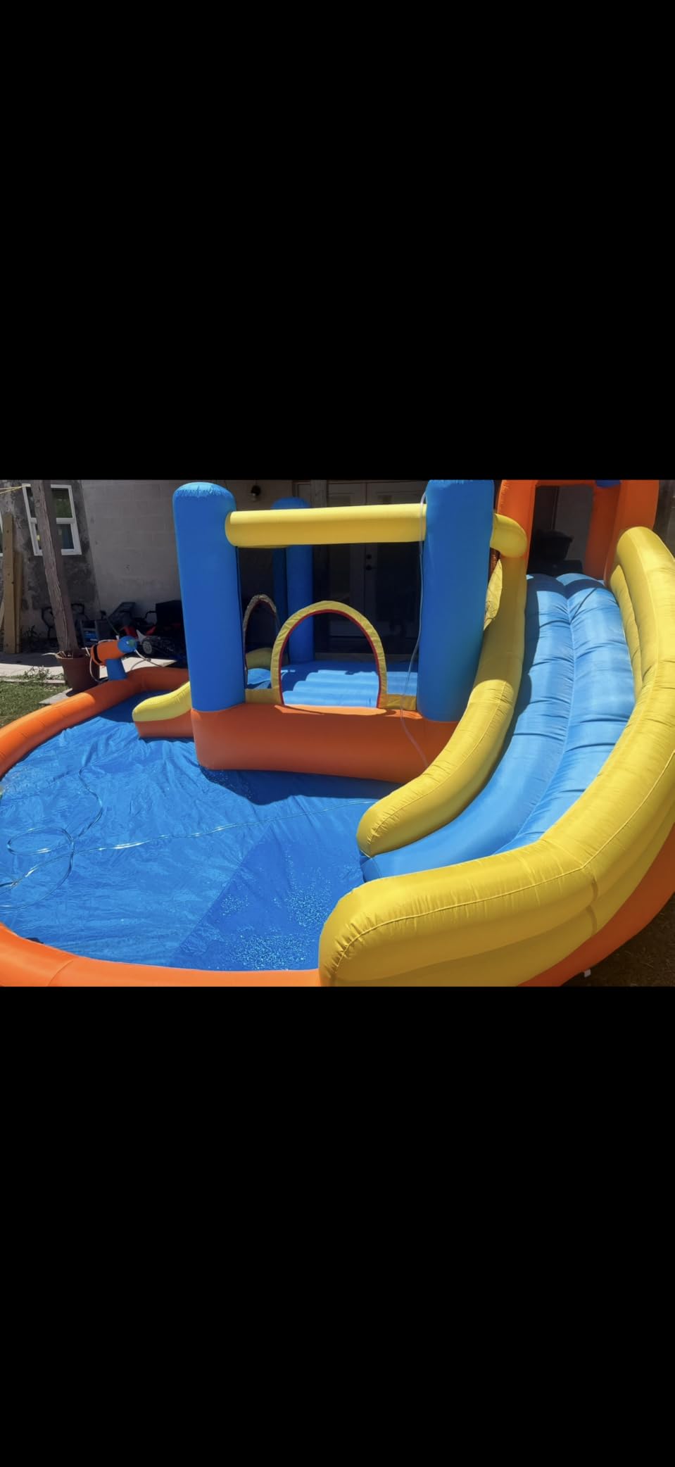 Outsunny Inflatable Water Slide, Kids Bounce House Water Park with Pool, Climbing Wall, Water Cannon, Dual Slides, Trampoline, 5-in-1 Bouncy Castle with Air Blower for Outdoor Indoor Backyard Fun customer photo 1