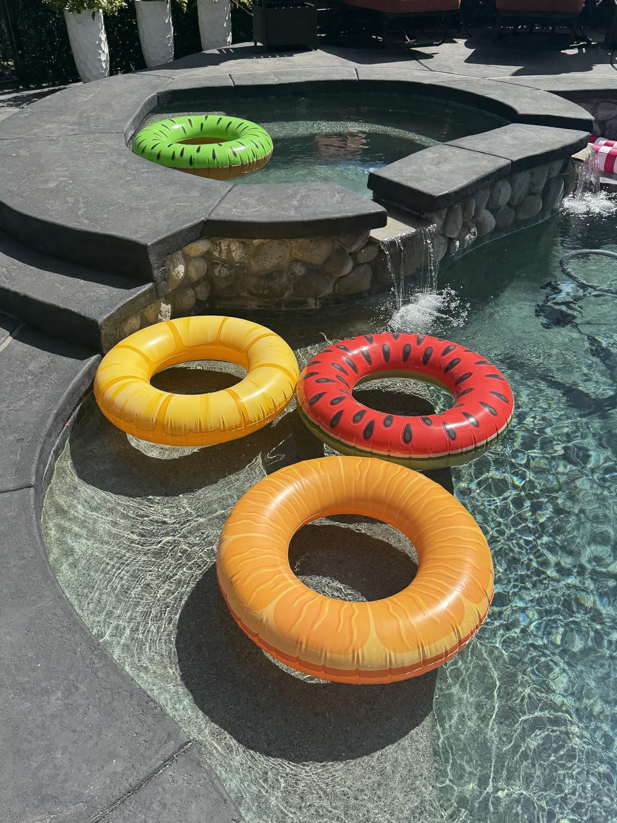 Sloosh 4 Pack Inflatable Pool Floats, Pool Tube Rings, Swim Tubes, Floaties Toys, Beach Swimming Party Toys for Kids and Adults customer photo 2