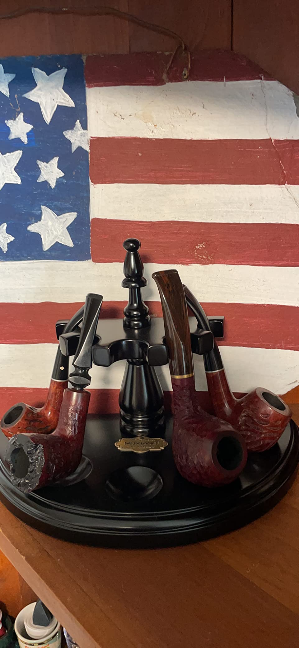 MUXIANG Black Wooden Tobacco Pipe Stand Rack for 5 Tobacco Pipes FA0034 customer photo 1