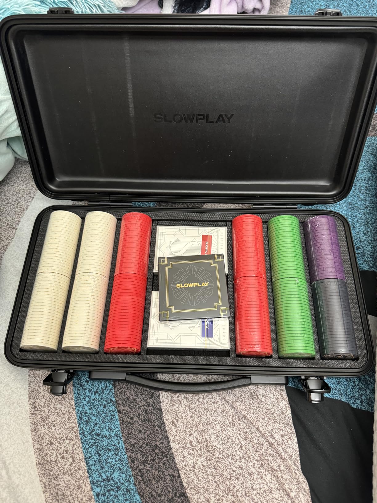 SLOWPLAY Nash Ceramic Poker Set, 10g&39mm Poker Chips for Texas Hold'em | 500 pcs Numbered Set; premium PC Shell case; ceramic composite poker chips; Art Deco-inspired design customer photo 2