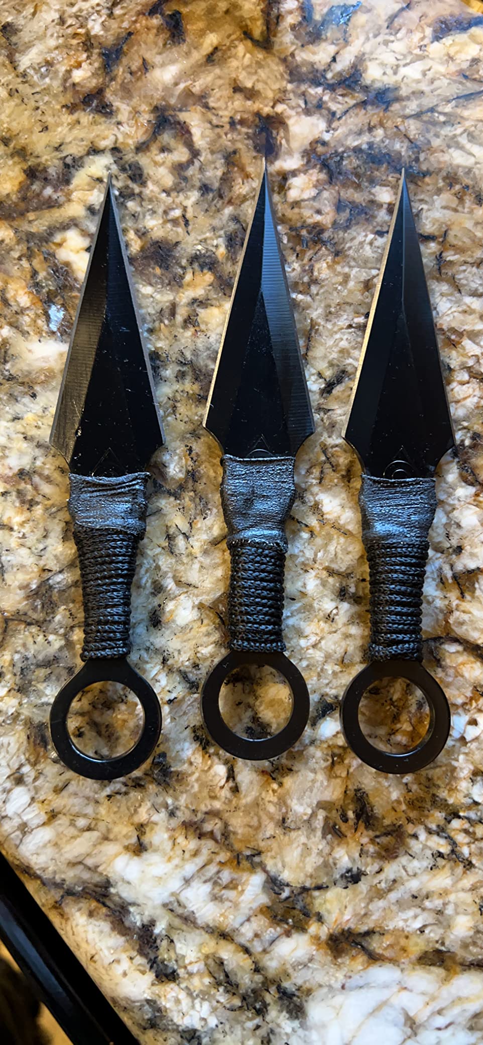 Steel Anime 3 Piece Kunai Thrower Throwing Blades Display Set Japanese Ninja, 6-1/2-Inch Overall for Recreation (Rainbow Leaf Style) customer photo 1