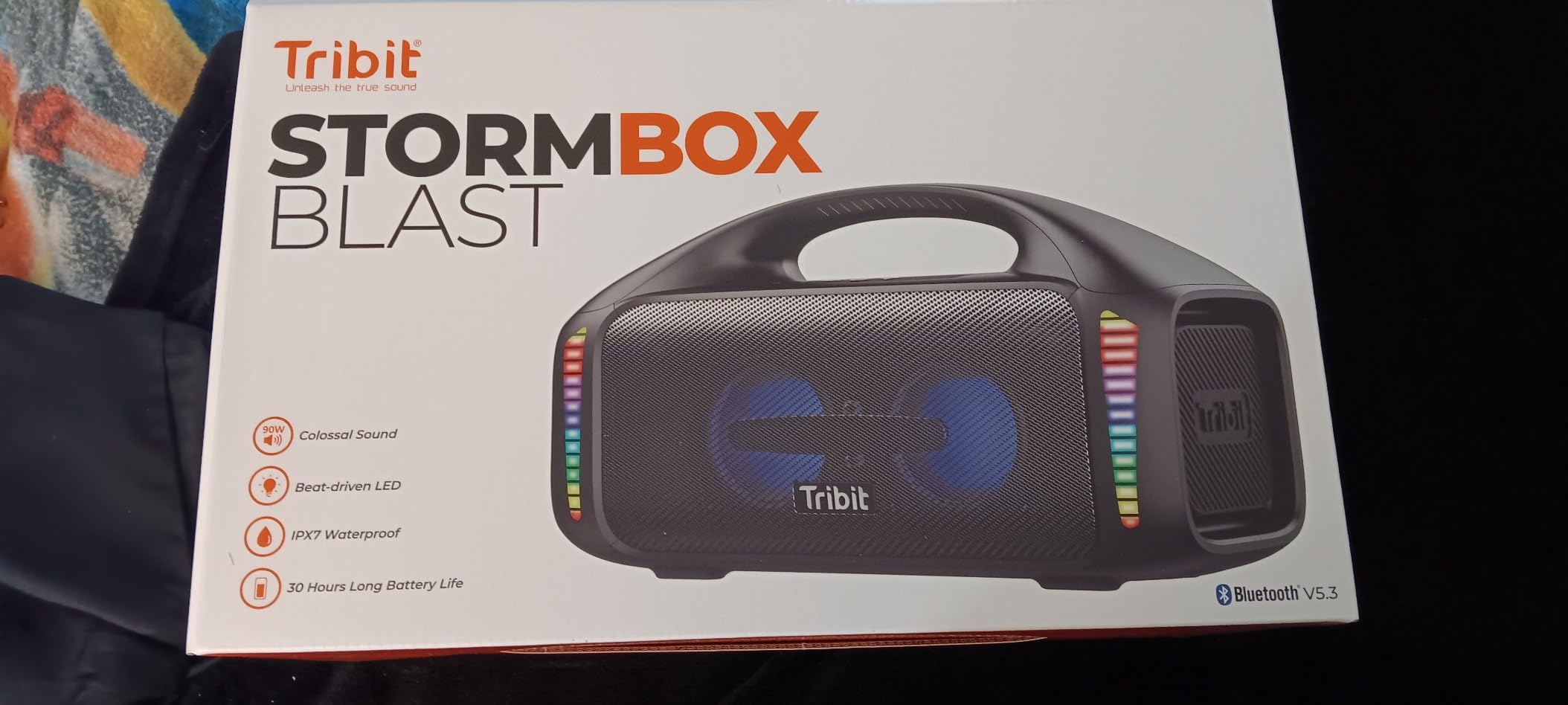 Tribit StormBox Blast Portable Bluetooth Speaker, (140W Peak) 90W Loud Stereo Sound with 30H Playtime, IPX7 Waterproof, LED Light, Wireless, XBass, BT5.3, TWS, Custom EQ, Party/Outdoor/Camping/Beach customer photo 2