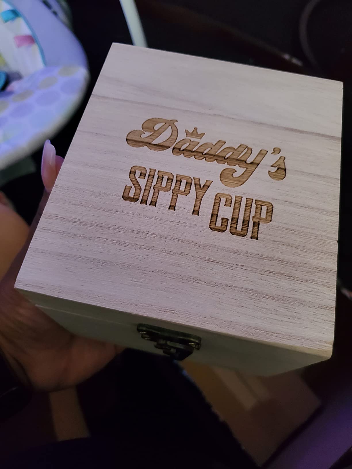 LIGHTEN LIFE Daddy's Sippy Cup Whiskey Glass 12 oz, Unique Dad Gift in Valued Wooden Box, Funny Gag Gift for New Dad, Father, Husband customer photo 2