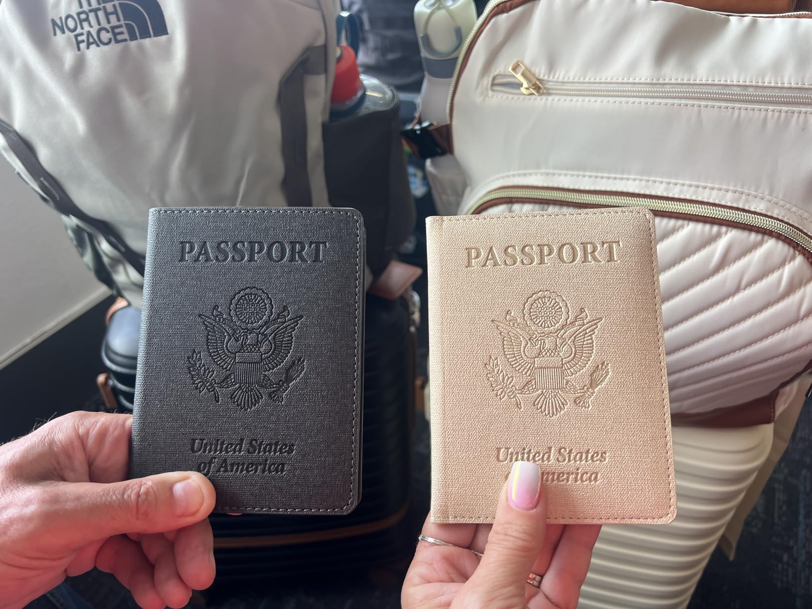 2 Pack Passport Cover With Card Slots RFID Blocking-White&Black | PU Leather Lightweight slim travel passport cover wallet with 4pcs RFID Blocking Credit/ID card slots customer photo 1