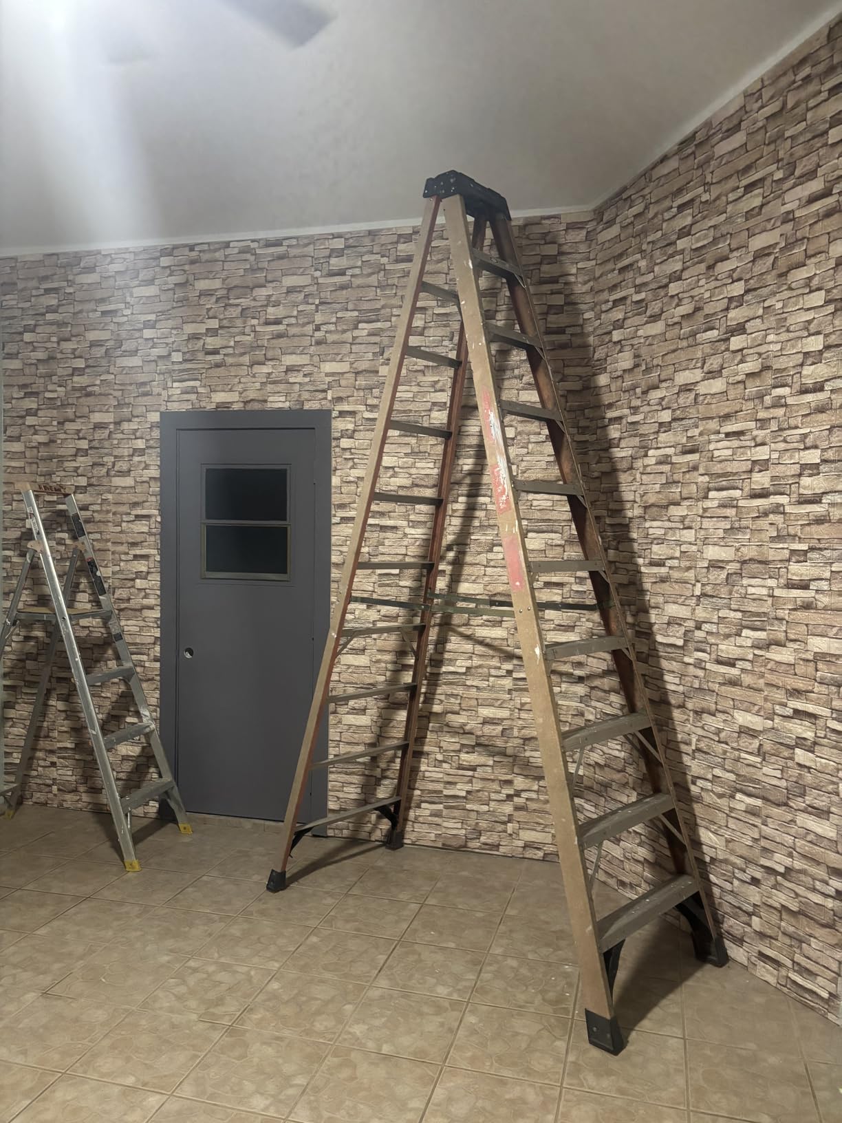 20PCS 3D Wall Panels Peel and Stick Foam 3D Brick Wallpaper Peel and Stick Faux Stone Wall Panel Self-Adhesive Wallpaper (20PCS, Rock Color) customer photo 2