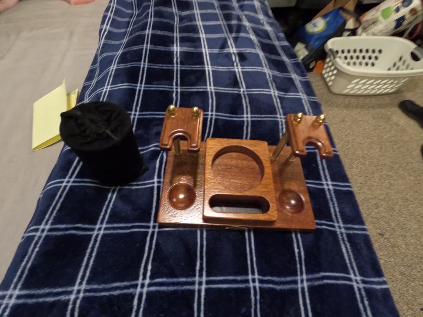 Scotte Wooden Tobacco Pipe Stand, For 2 Smoking Pipes Rack Holder, Include Tobacco Jar/Cigar Herb Container with Hygrometer and Humidifier customer photo 2