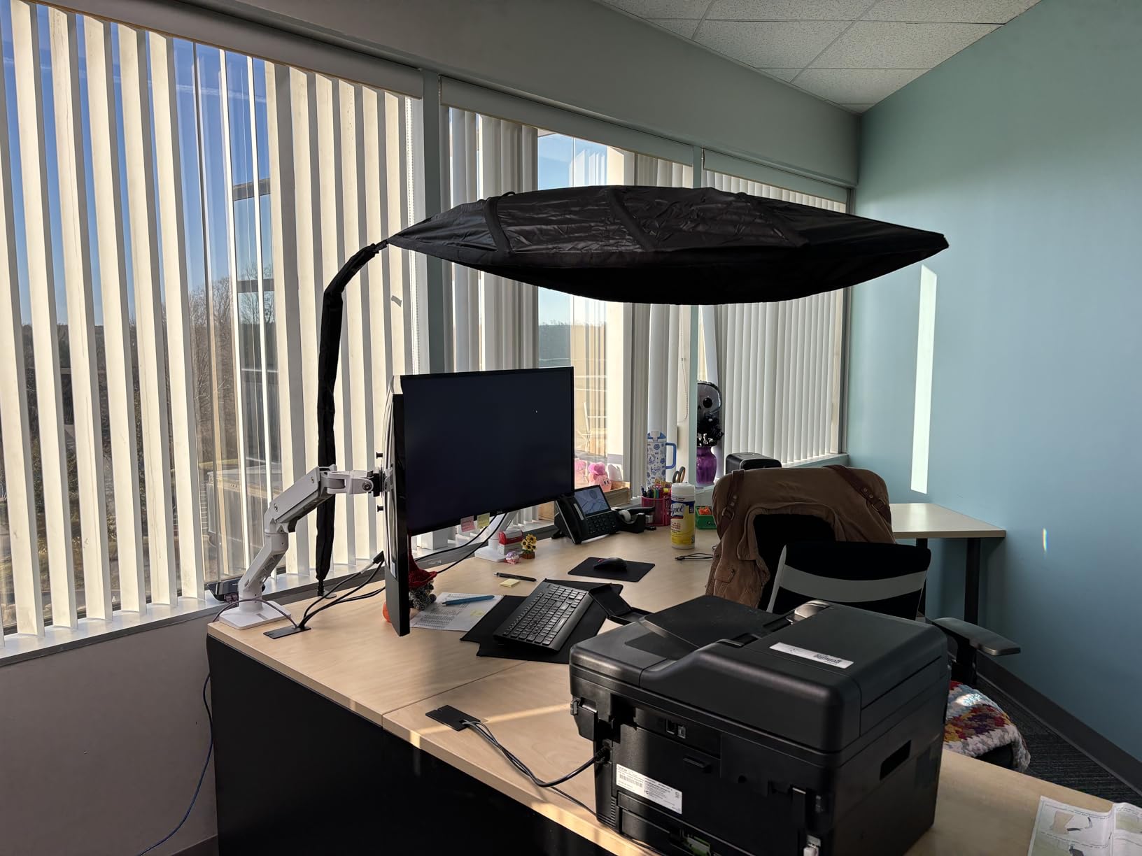 TopShade Office Cubicle & Desk Shade - The Original Adjustable Desk Privacy & Light-Blocking Portable Shade for Workstations, Offices, and Cubicles customer photo 2
