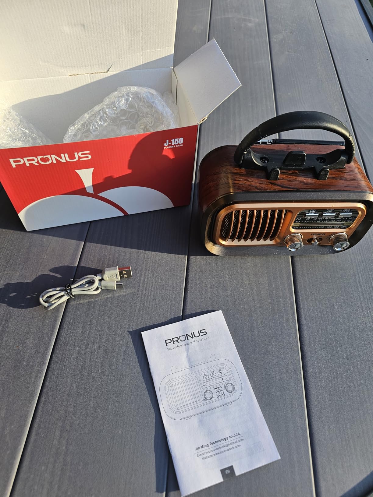 PRUNUS J-150 Portable Radio AM FM SW Bluetooth Speaker, Retro Radios Vintage Transistor with Best Sound, Solar/D Battery Operated/USB Charging, TWS, Support TF Card/USB Playing customer photo 2