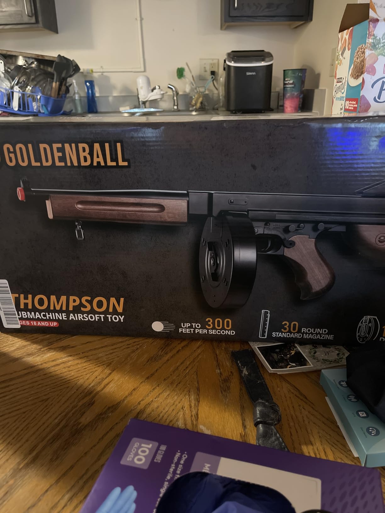 Airsoft M1A1 Durable Submachine Gun WW2 Chicago Typewriter Full Auto SMG AEG with Extra Stick Magazines, Battery and Charger customer photo 2