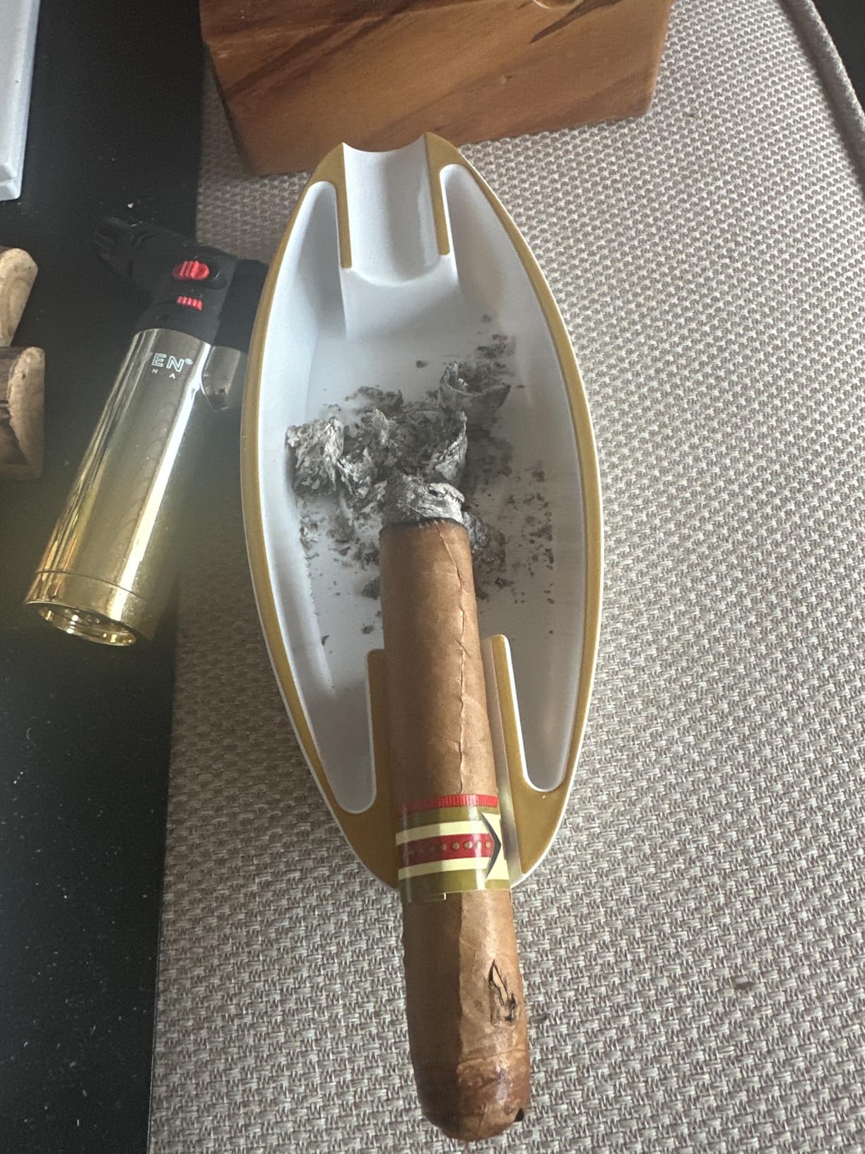 Cigar Ashtray with 2 Cigar Holder Portable Travel Ashtray Unique for Outdoors Indoors customer photo 2