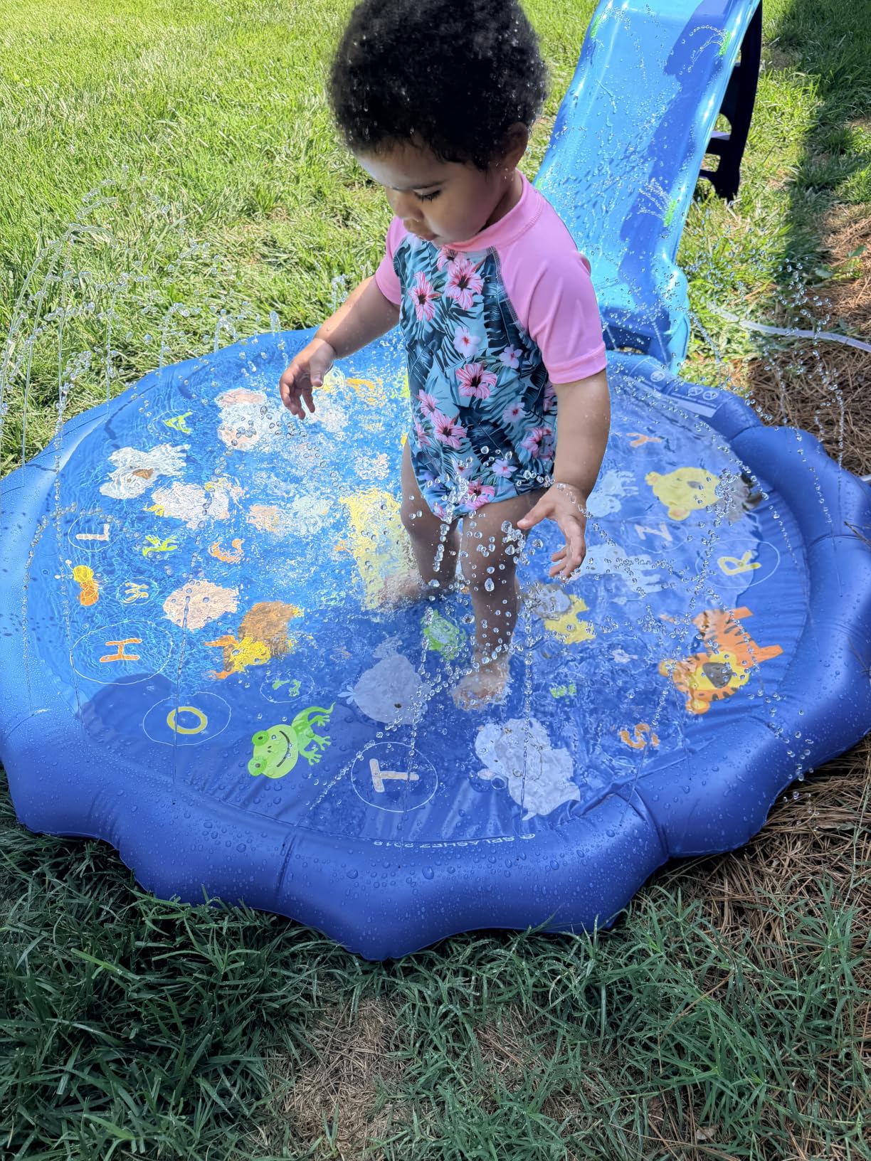 SplashEZ Non Slip Splash Pad for Kids & Dogs, 69'' Extra Large Splash Pad Sprinkler for Kids, Dog Water Summer Toys - Great Outdoor Toys for Toddlers 1-3 & Children Ages 4-8, Baby Pool for Backyard customer photo 2