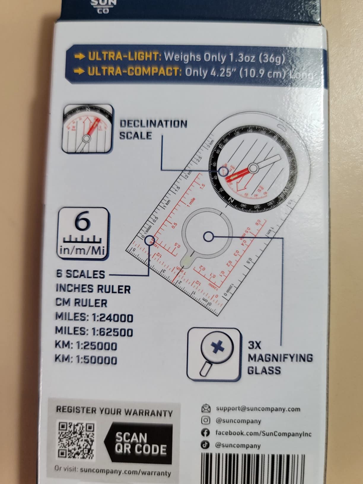 Sun Company ProMap - Ultra Lightweight Baseplate Map Compass with Declination Scale - Accurate Orienteering Compass for Hiking, Backpacking, Camping, and Survival Navigation customer photo 2