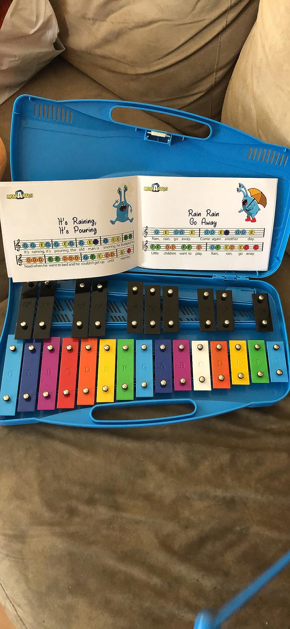 MINIARTIS Glockenspiel Xylophone | 25 Note Colorful Metal Keys Xylophone for Kids | Percussion Musical Instrument | Educational Music Toy Includes Music Songbook, Mallets and Blue Carry Case customer photo 1