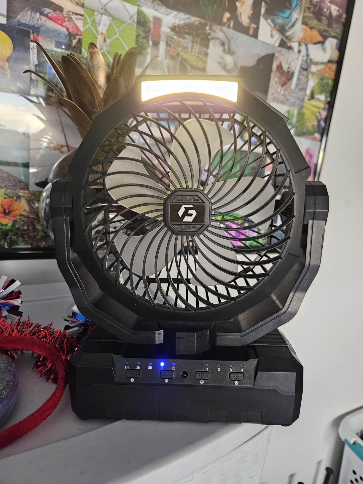 FRIZCOL 3-in-1 Camping Fan - Portable Fans Rechargeable - 24000mAh Battery Powered Fan with Light & Remote for Indoor, Outdoor, Tent, Travel, Fishing, Jobsite, Gifts for Men Dad Him - Green customer photo 2