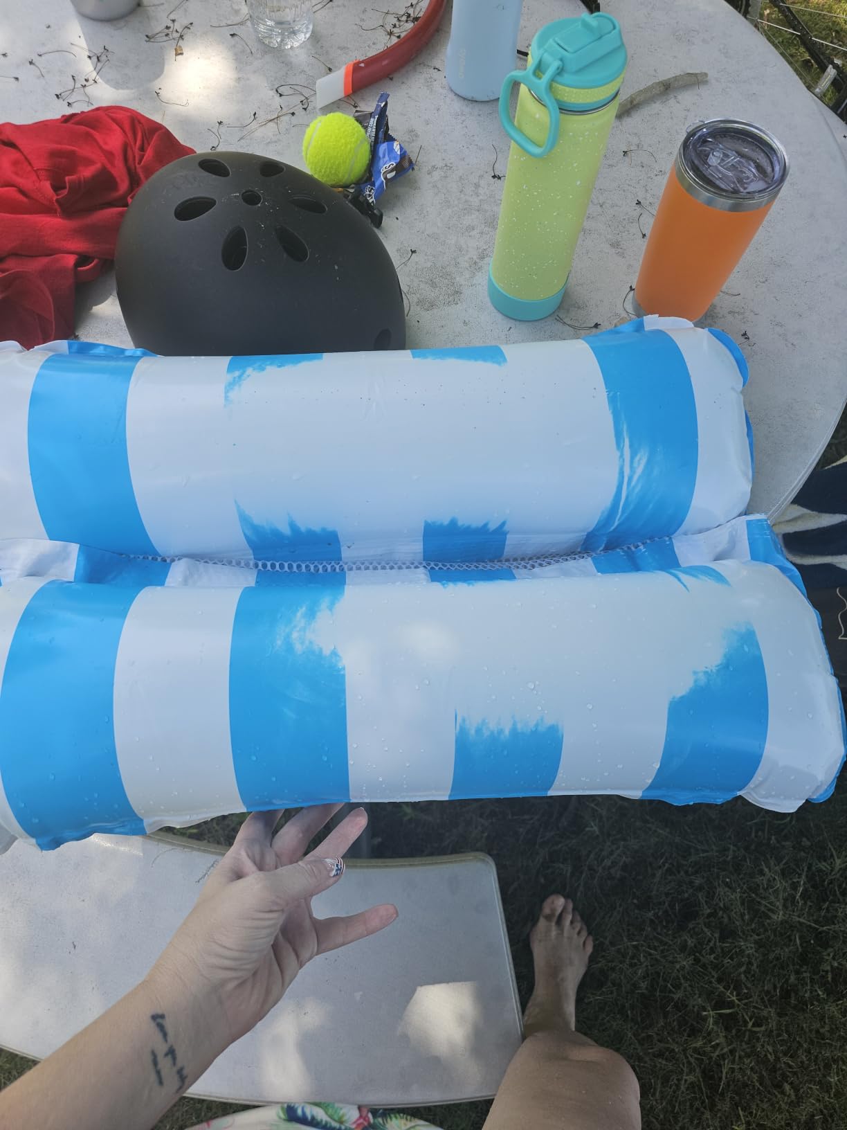 4 Pack Upgrated XL Water Pool Floats, 4-in-1 (Hammock, Saddle, Lounge Chair, Drifter) Multi-Purpose Water Pool Float, Non-Stick PVC Material customer photo 1