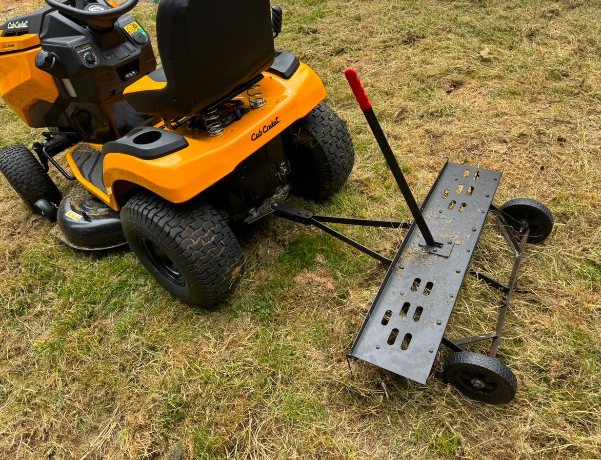 Suchtale 48inch Tow Behind Dethatcher with 24 Spring Steel Tines, Lawn Sweeper Garden Grass Tractor Rake Removes Thatch from Large Lawns customer photo 2