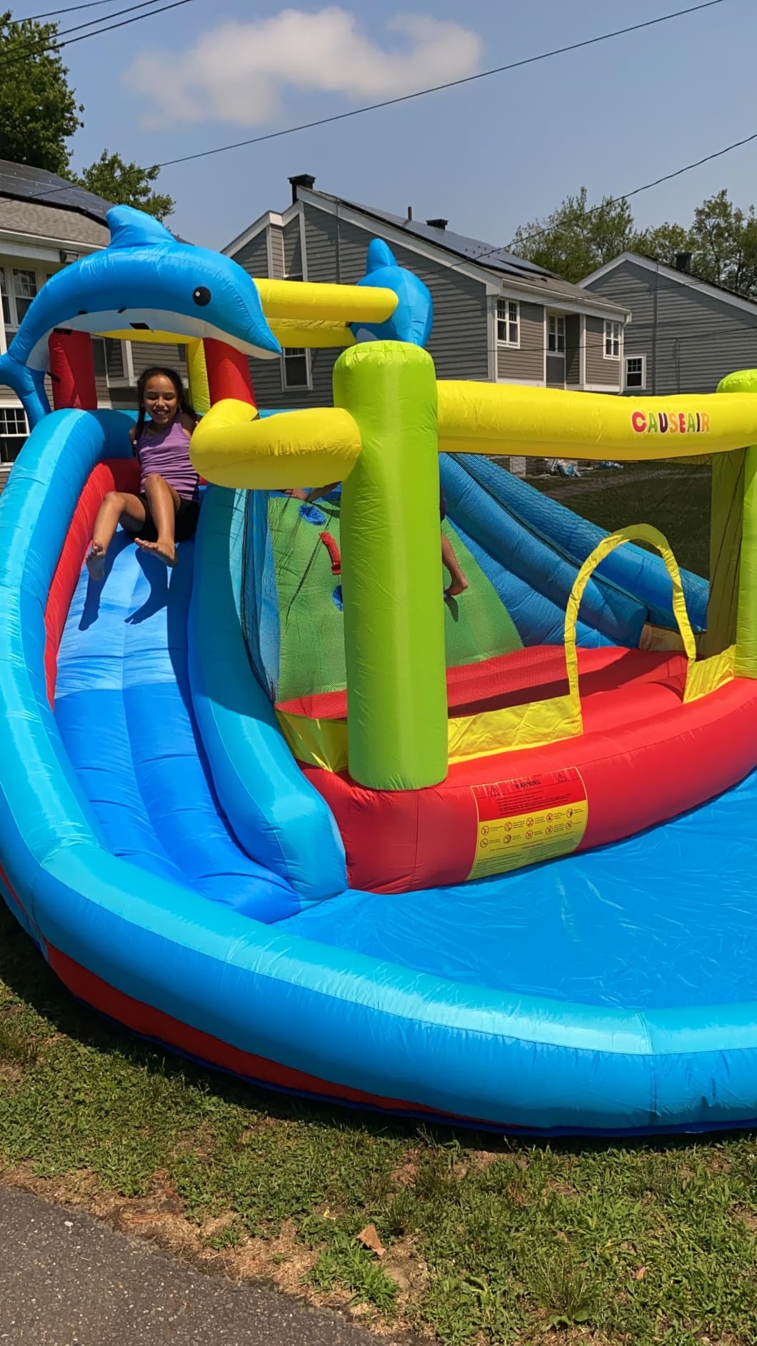 Causeair Inflatable Water Slide with Bounce House, Dolphin Styling, Splashing Pool, Double Water Cannon, Climbing Wall, Heavy Duty GFCI Blower, Inflatable Water Park Slide for Kids Backyard Summer customer photo 2