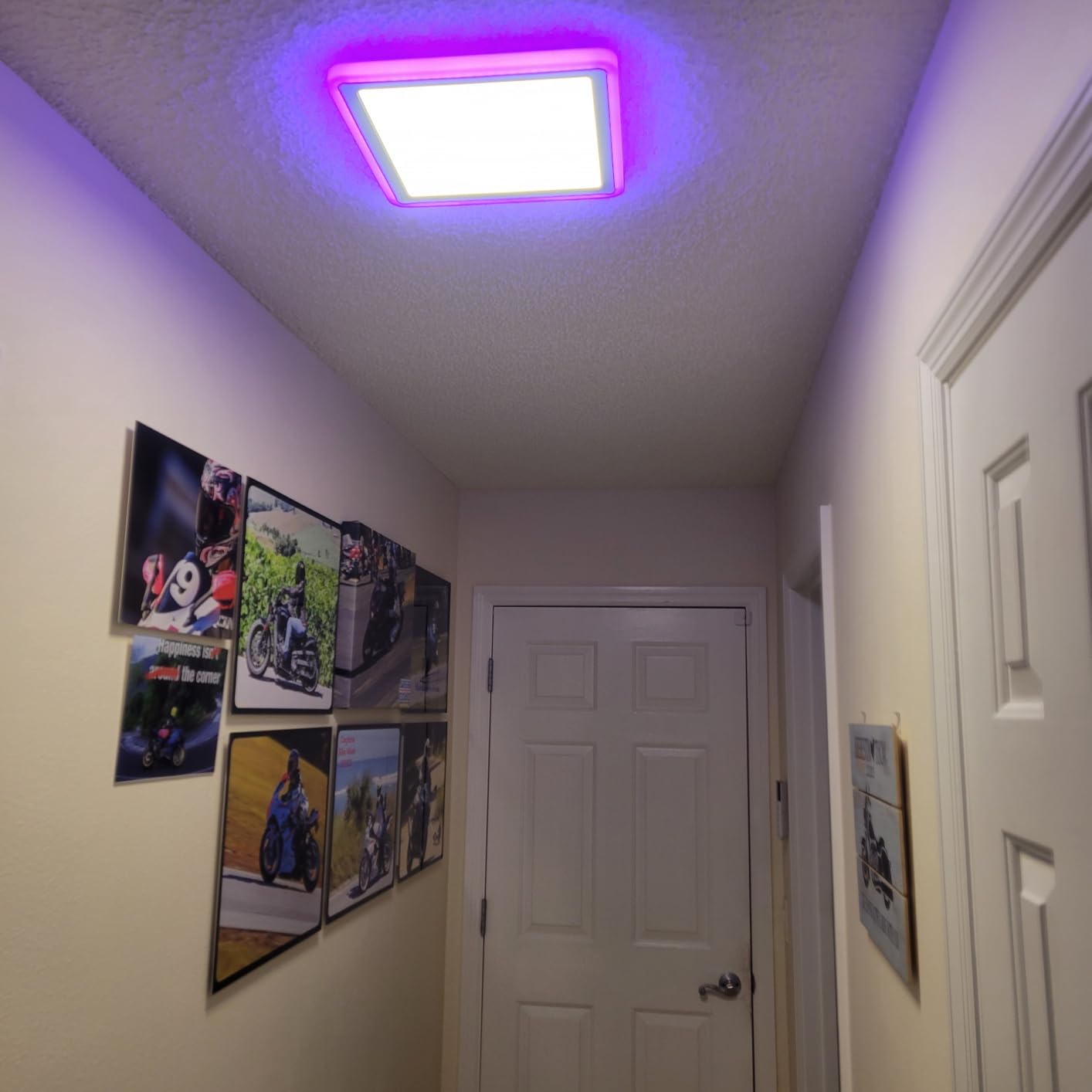 Annaror Smart LED Ceiling Light WiFi, 13in RGB Flush Mount Lighting Fixture with Remote, Compatible with Alexa Google Home, Low Profile Ceiling Light for Bedroom, Kitchen, Square White customer photo 1