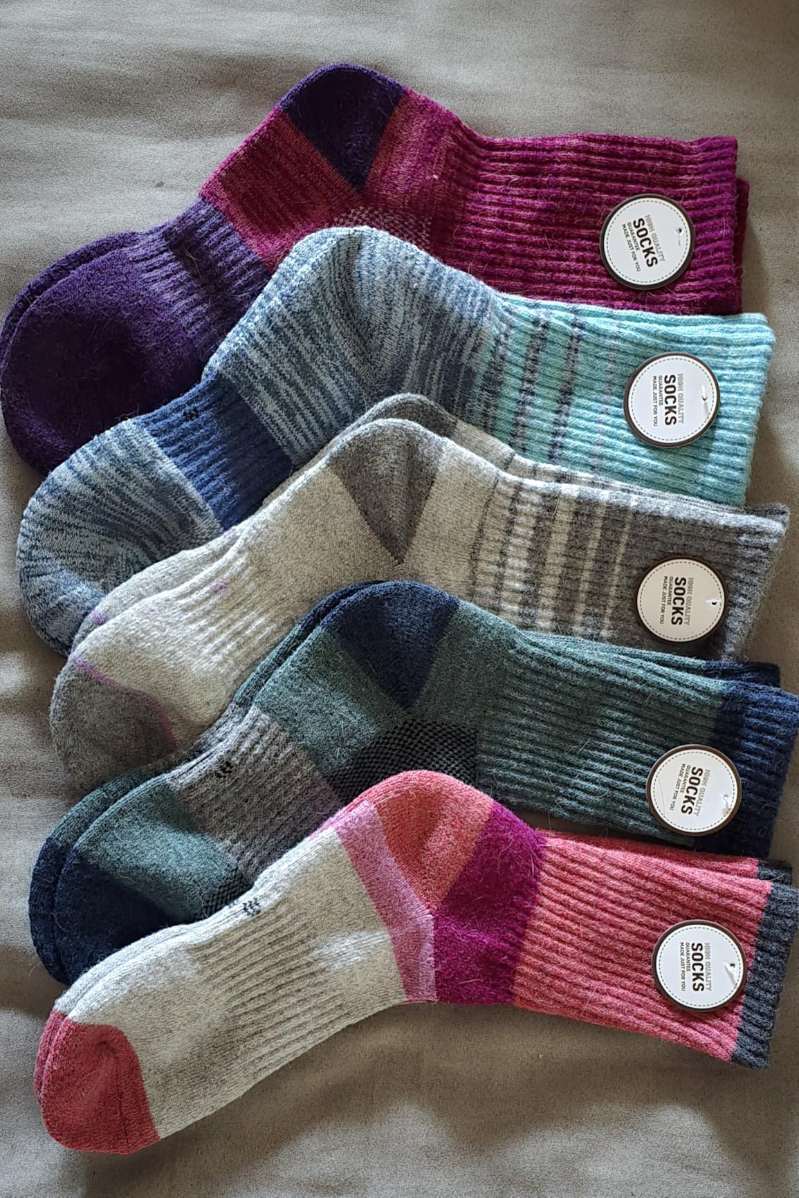 Anlisim Merino Wool Hiking Socks for Women Thermal Winter Warm Boot Work Cushion Socks 5 Pairs customer photo 2