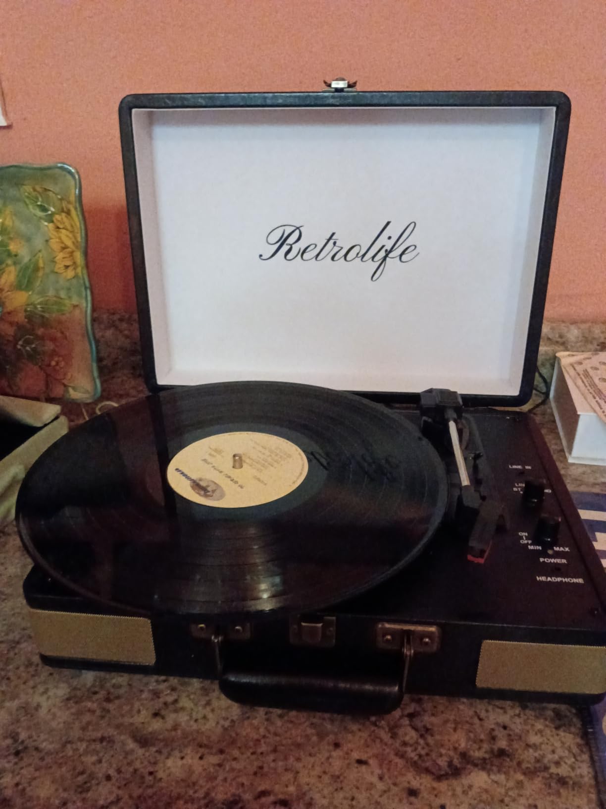 Record Player 3 Speed Bluetooth Portable Suitcase Vinyl Player with Built-in Speakers Turntable Enhanced Audio Sound PU Leather Vintage customer photo 1