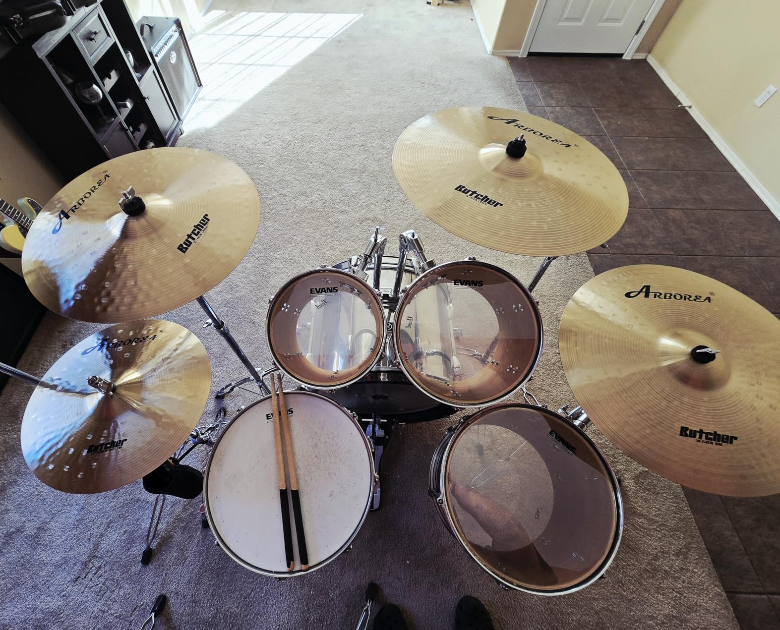 Arborea Cymbal Pack for Drum 8 pcs Super Polishing Cymbals Set Brilliant Gold Hero Series Include 14