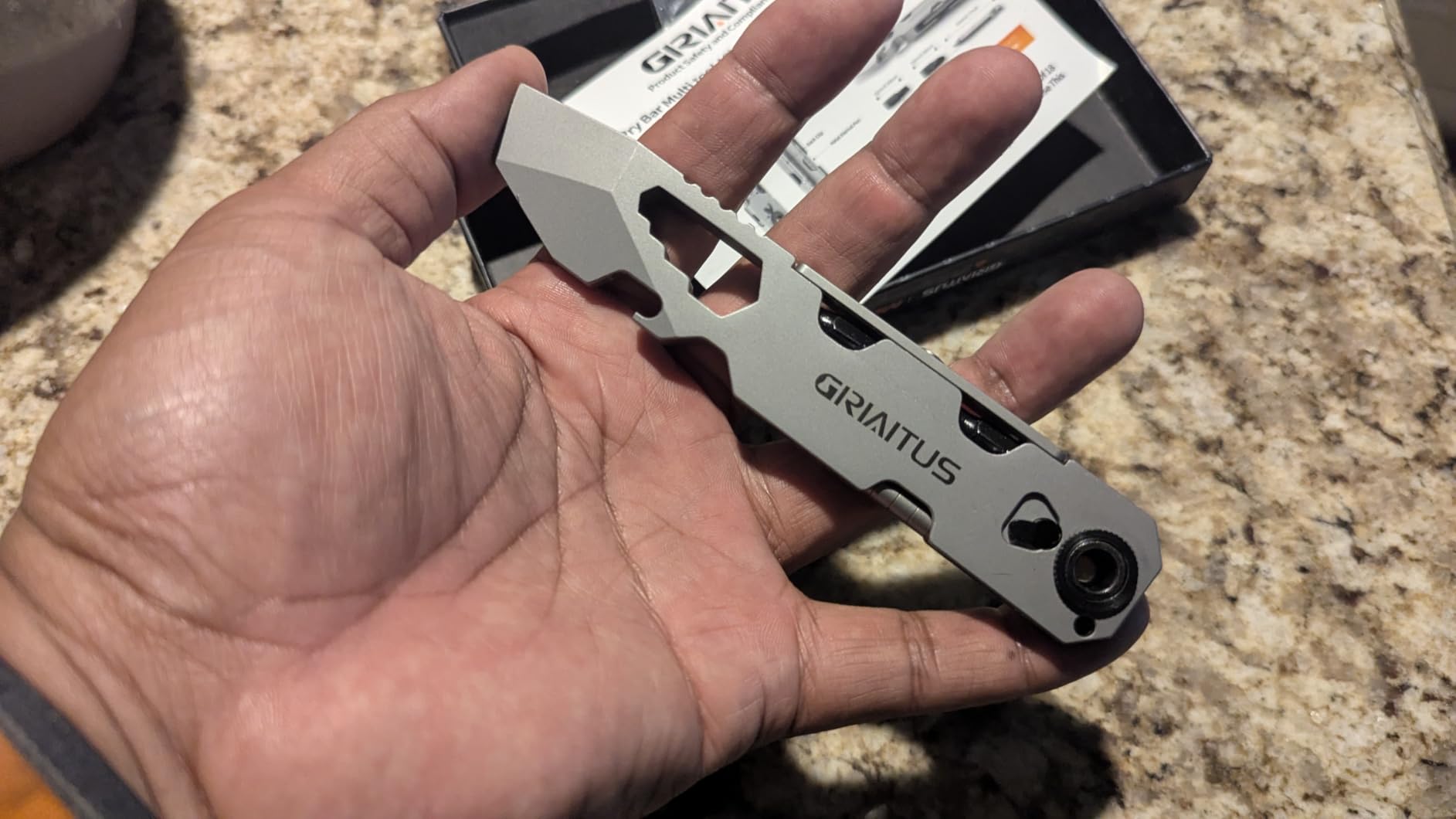 EDC Pry Bar Multitool with Bi-Directional Ratchet Screwdriver, Everlasting Pen, Wrenches, Crowbar, Bottle and Box Opener - Versatile Companion for Everyday Carry and Camping customer photo 2