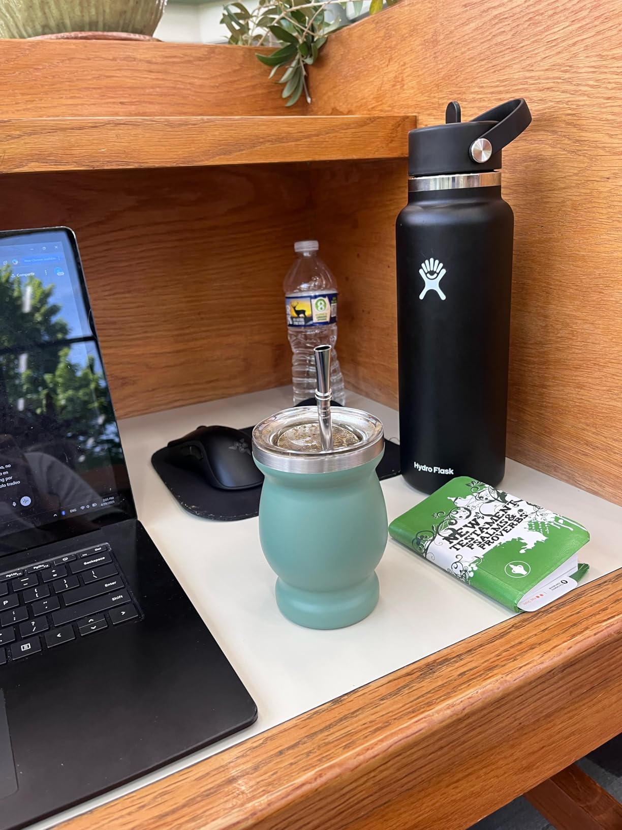 Beruth Bombilla Yerba Mate Gourd, 8oz Stainless Steel Tea Cup Set with a Multifunctional Lid, Two Straws and Cleaning Brushes, Double Walled Coffee Mug Heat Insulation Anti Scalding (Avocado Green) customer photo 2