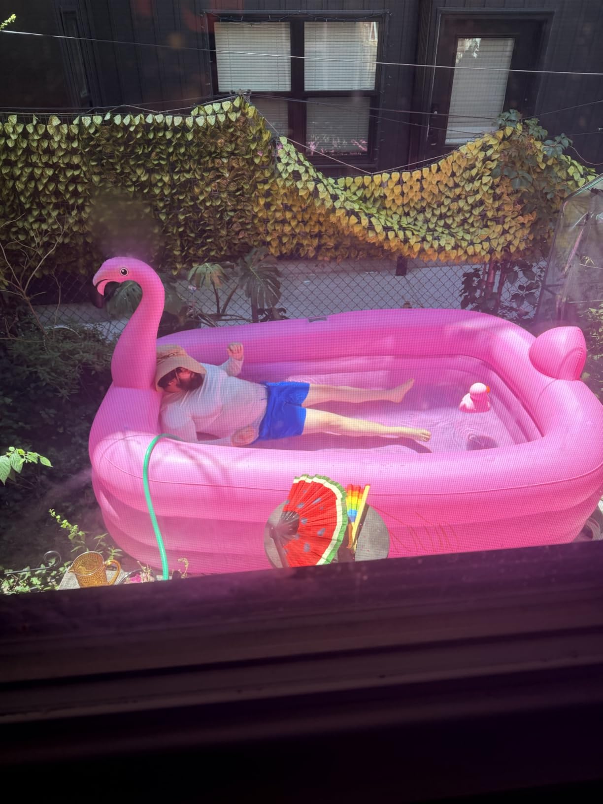 Inflatable Pool with Lights, Solar Flamingo Swimming Pool for Kids, Adults Inflatable Blow up Pool, Large Kiddie Pool, 100