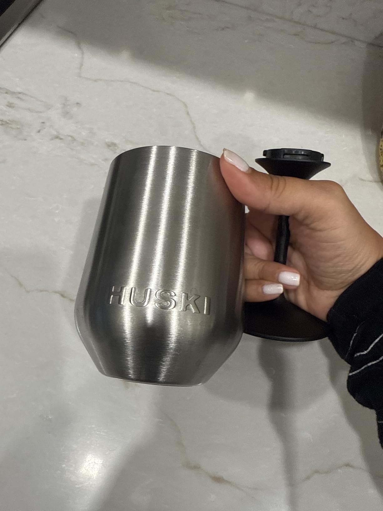 Huski Wine Tumbler 2.0 | Award-winning Design with Detachable Stem | Premium Stainless Steel Wine Glass with Lid | Triple Insulated Tumbler | 12oz Capacity | Great Gift (Champagne) customer photo 1