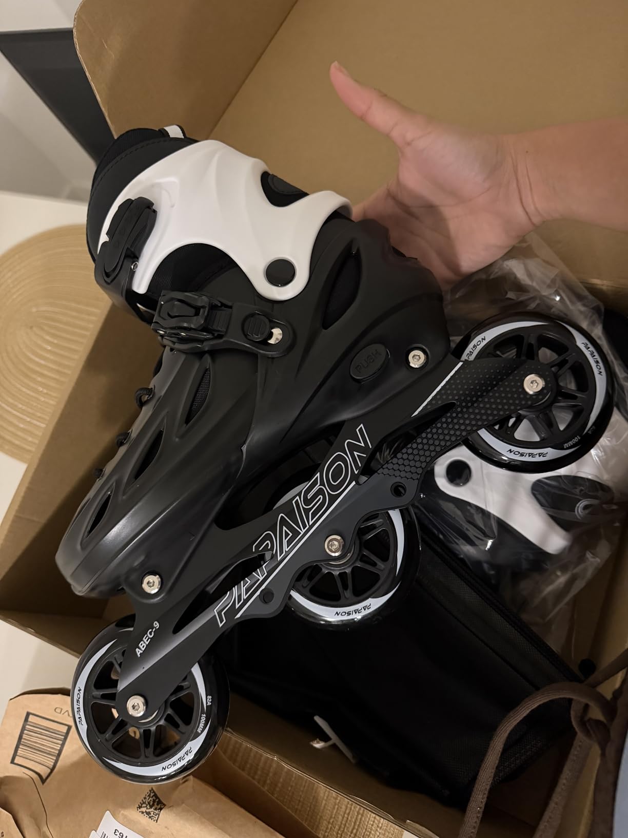 PAPAISON Adult Adjustable Inline Skates for Men Women with 3 100mm Wheels, Outdoor Blades Female Male Fitness Speed Racing Skates, Roller Skates for Teens Boys Girls customer photo 1