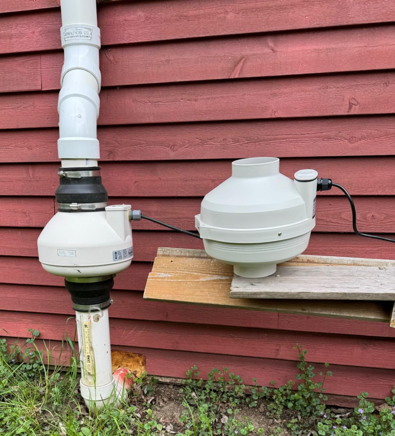4 inch Radon Fan Installation Kit - 2 Speed Radon Mitigation Fan 260/188CFM Inline Centrifugal Fan with Rubber Couplers and Air Pressure Indicator customer photo 2