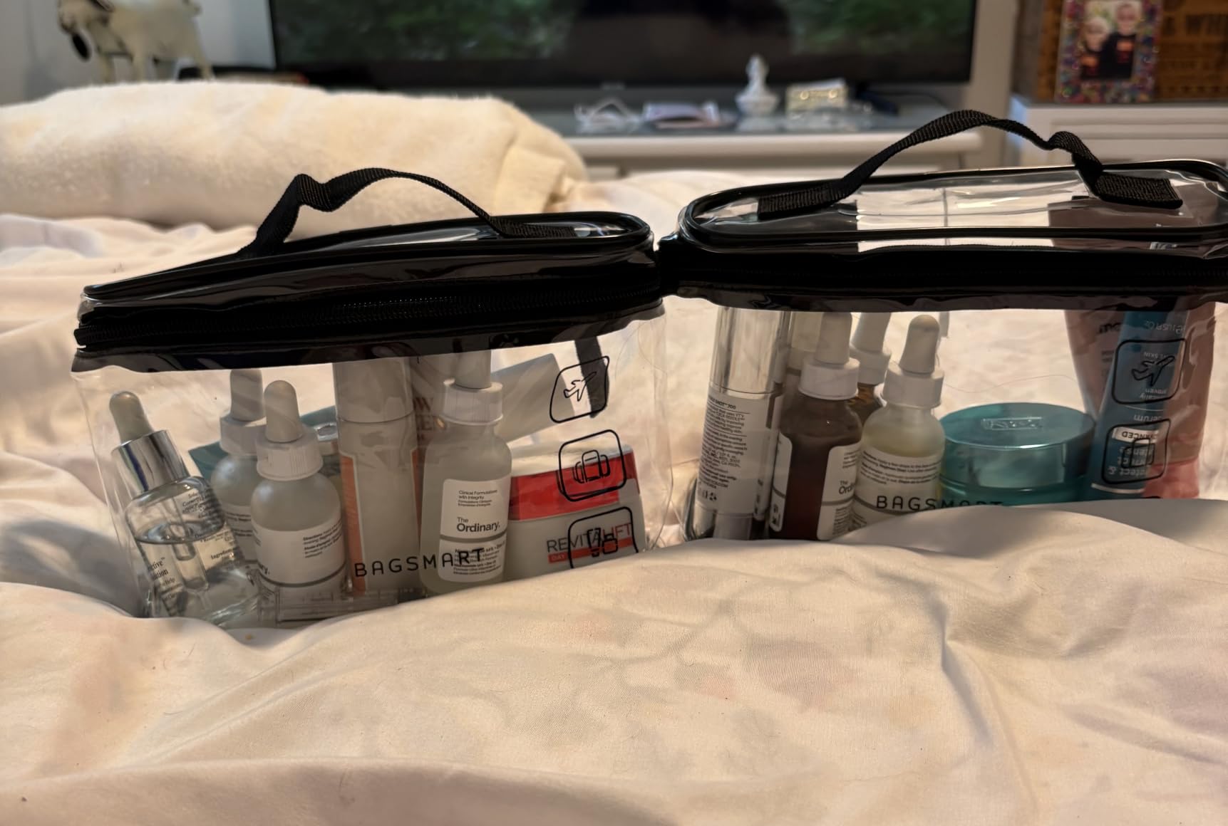 BAGSMART TSA Approved Toiletry Bag, 2 Pack Clear Makeup Cosmetic Bag Organizer, Quart Size Travel Bag for Toiletries, Carry-on Travel Accessories Essentials, Black-2pcs customer photo 2