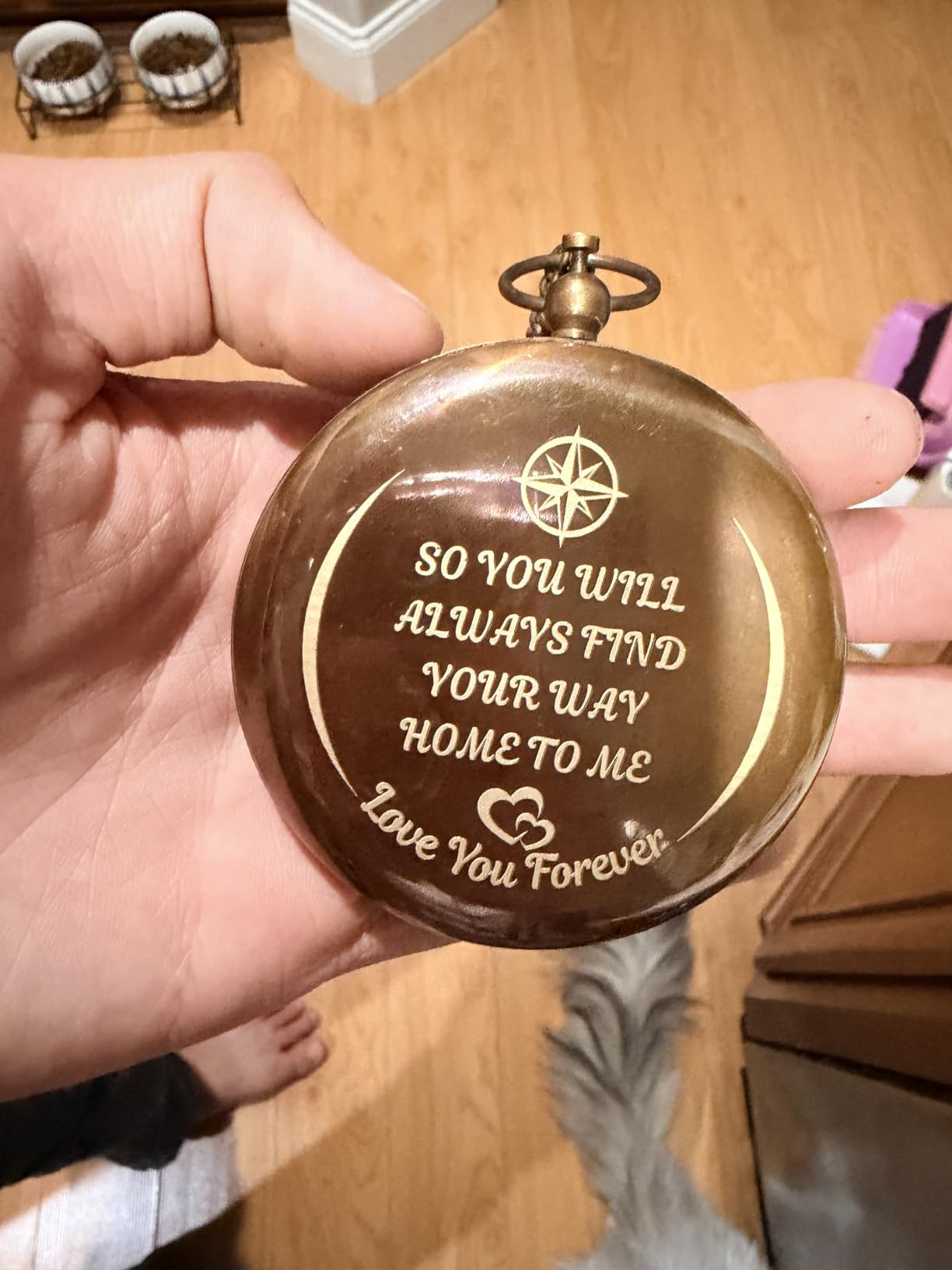 DAYOLX So You Can Always find Your Way Back to Me - Personalized Sundial Compass - Luxury Gift - Anniversary Sundial Compass - Brass Personalised Gifts for Men with Engraved Message, 3 inch customer photo 1