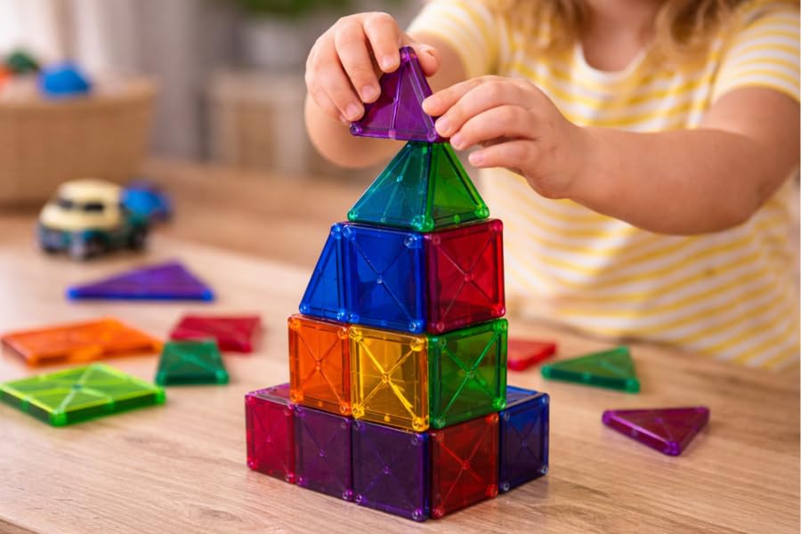Ryoichi 138PCS Magnetic Tiles Set with 2 Cars, STEM Educational Construction Building Blocks & Montessori Learning Toys for Kids Ages 3-9+ Years customer photo 1