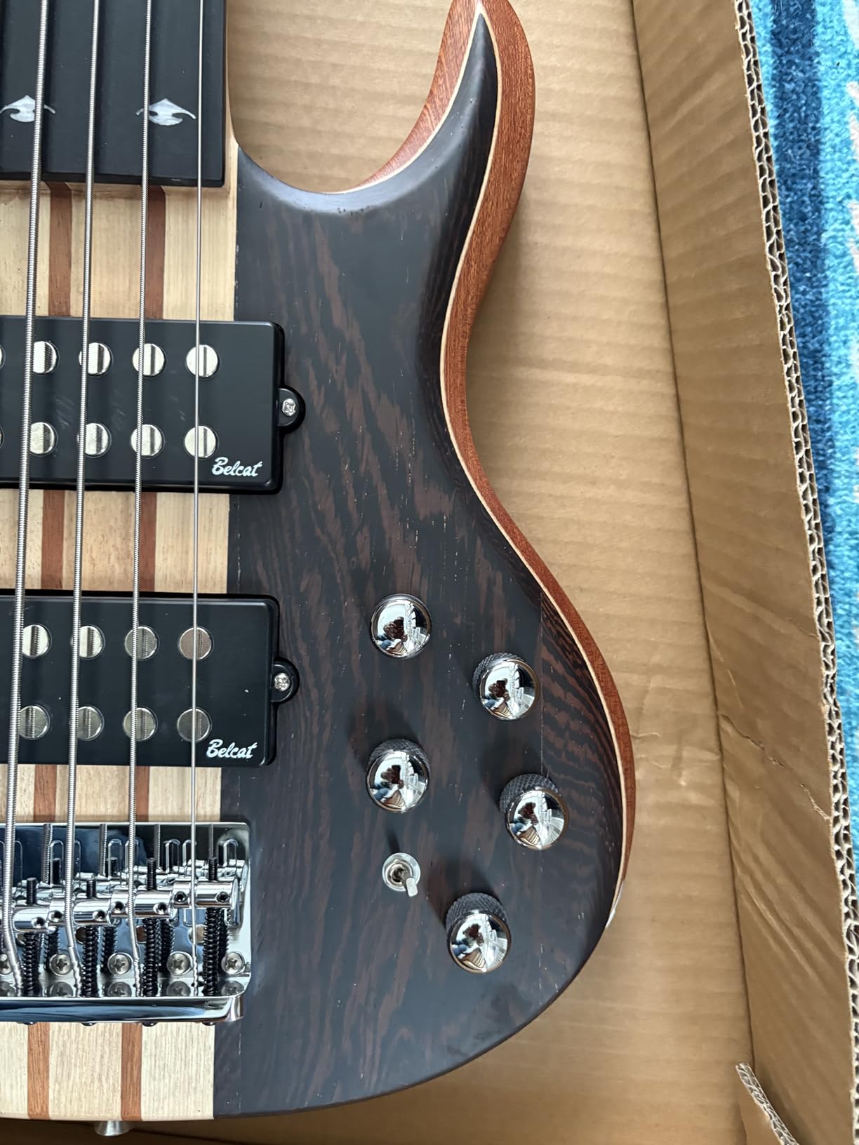 TARIO Fretless 5 String Electric Bass Guitar Millettia Laurentii Top Okoume Body customer photo 2