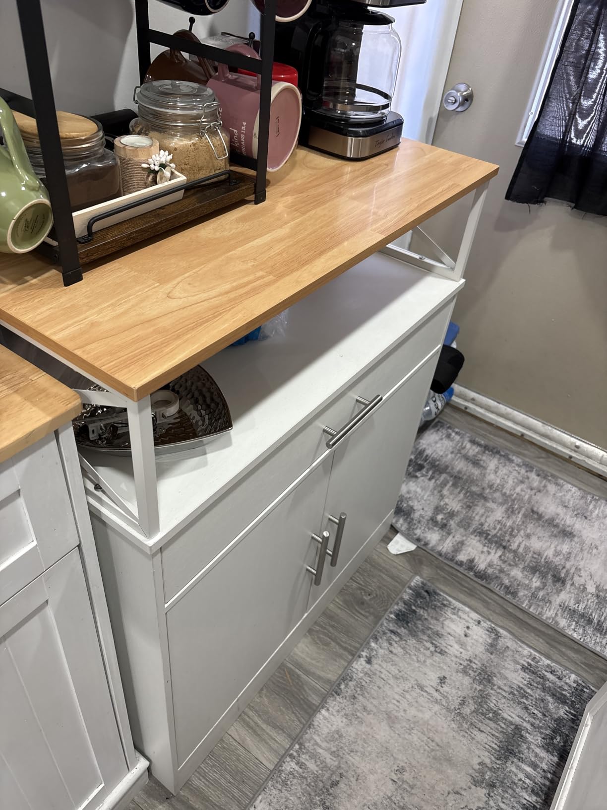 Shintenchi Kitchen Storage Cabinet with Adjustable Shelves and Drawers, Modern Buffet Sideboard, Wood Buffet Cabinet with Doors, Floor Cabinet Cupboard for Coffee Bar Living Room, Dark Brown customer photo 1